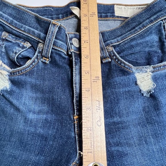 Rag & Bone Jeans Womens 25 Skinny Dark Wash Distressed - Picture 8 of 9